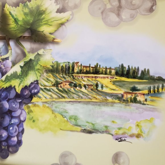 Large Serving Tray Tuscany Grape Vines 20 x 14" Rectangular - Picture 5 of 8